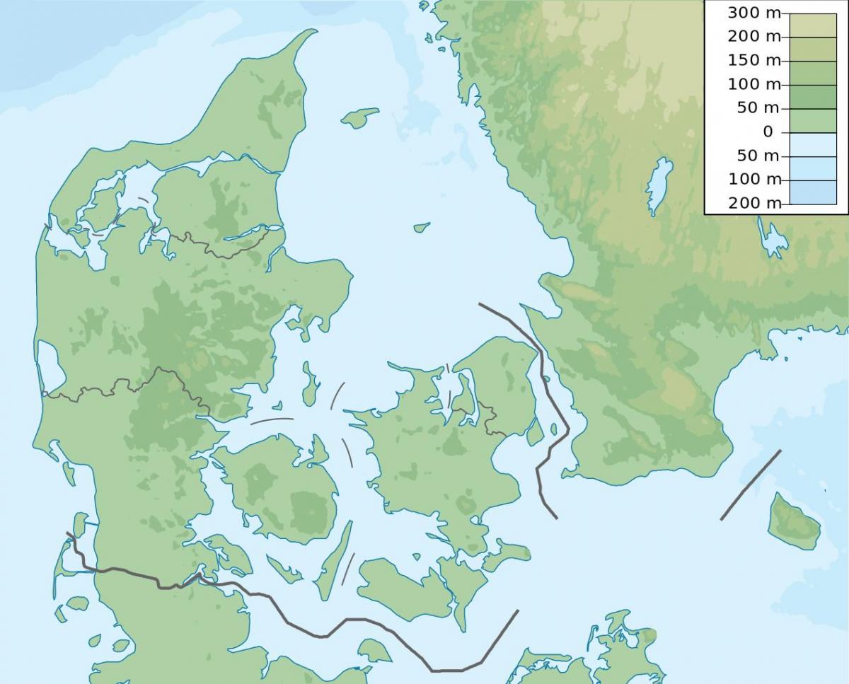 Mapa de altitud de Dinamarca