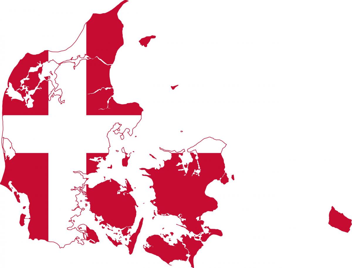Mapa de la bandera de Dinamarca