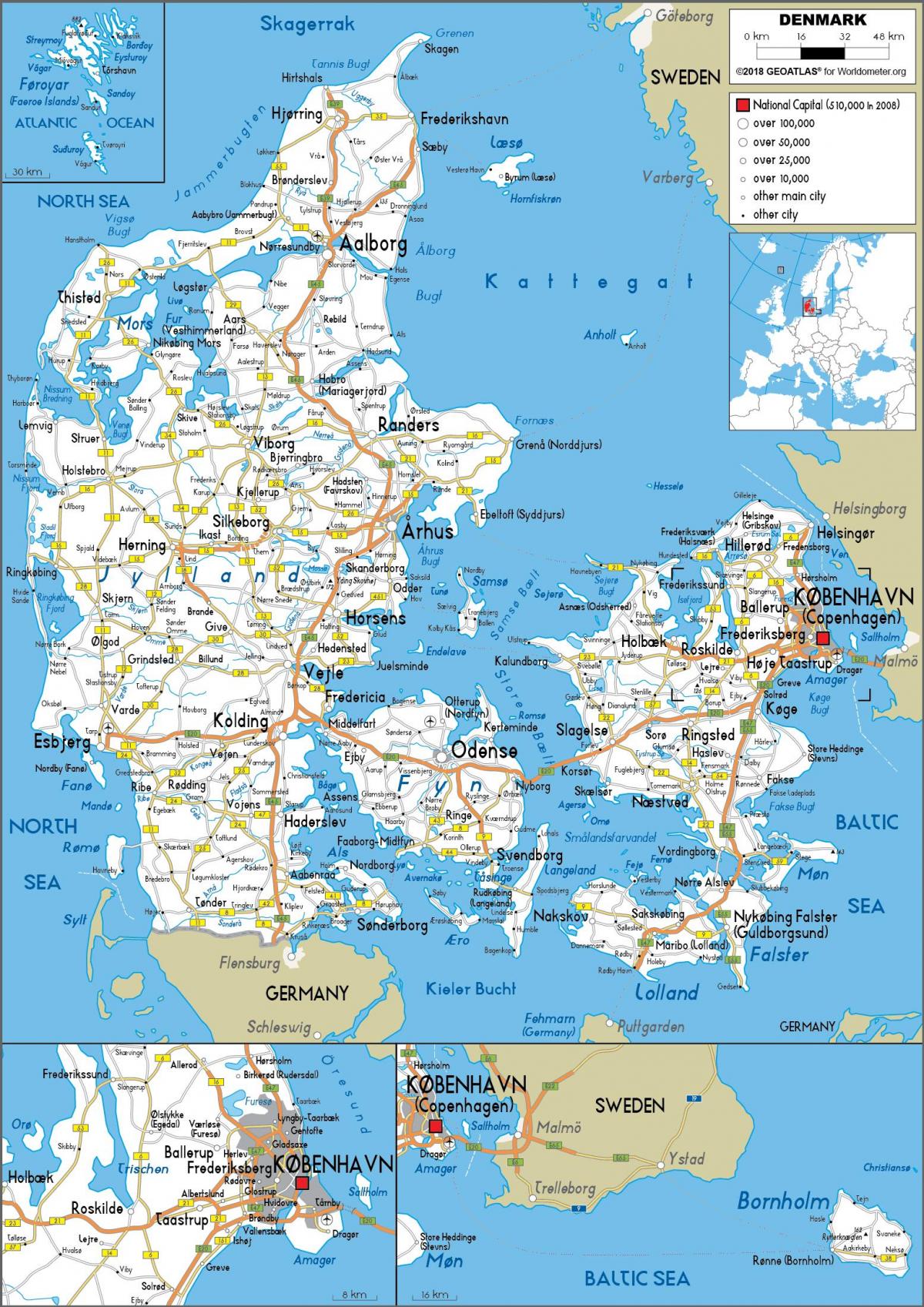 Mapa de conducción de Dinamarca