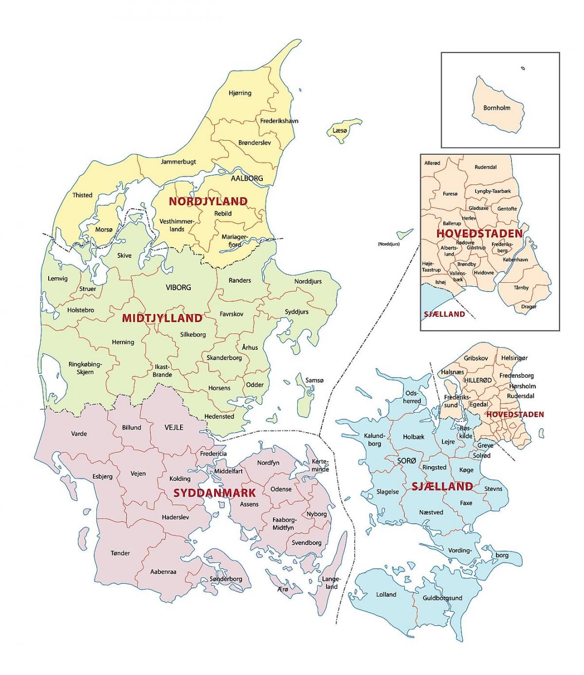Mapa de zonas de Dinamarca