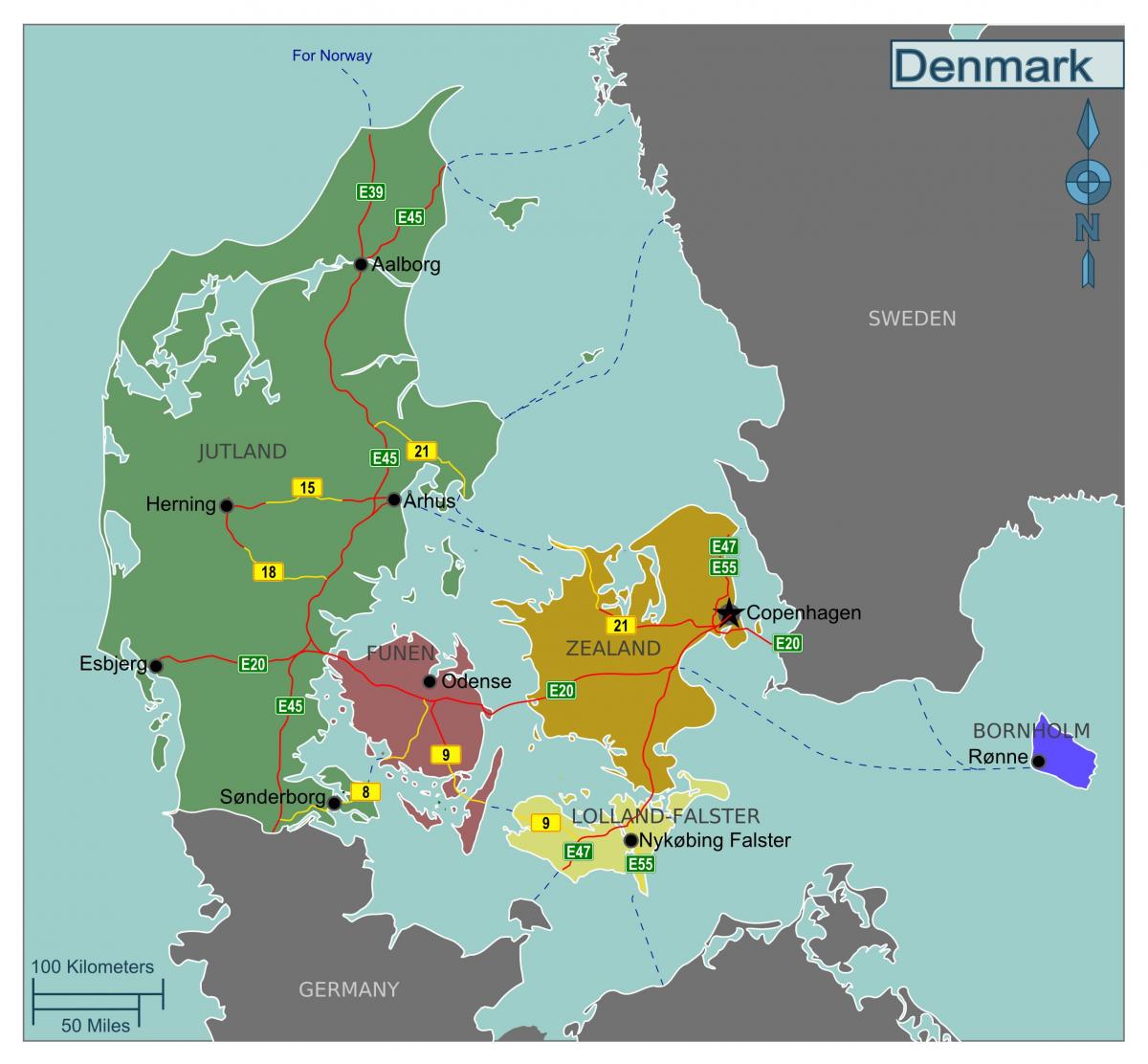Mapa del estado de Dinamarca