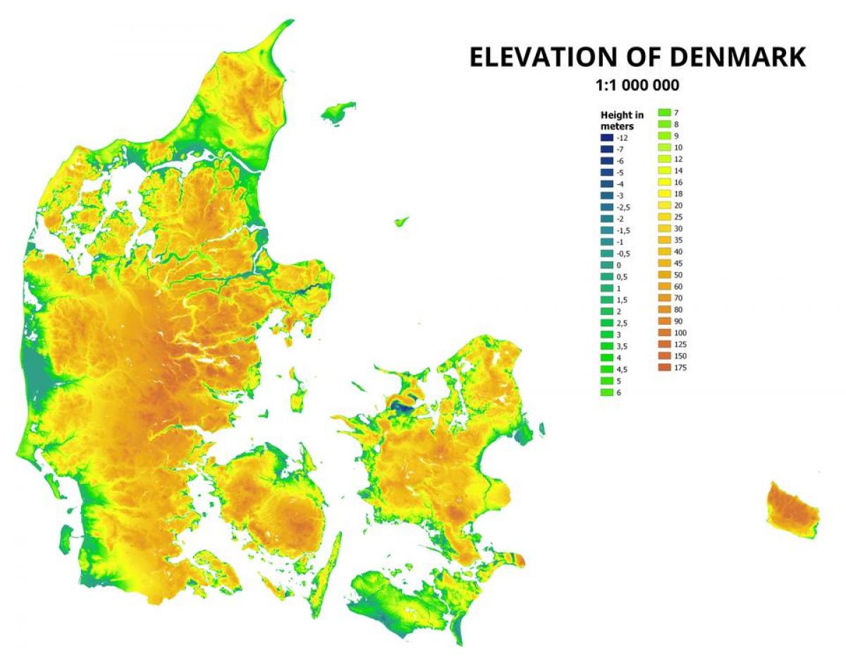 Mapa topográfico de Dinamarca